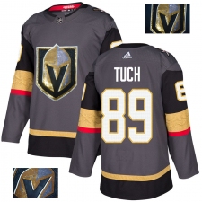 Men's Adidas Vegas Golden Knights #89 Alex Tuch Authentic Gray Fashion Gold NHL Jersey