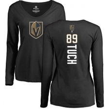 NHL Women's Adidas Vegas Golden Knights #89 Alex Tuch Black Backer Slim Fit Long Sleeve T-Shirt