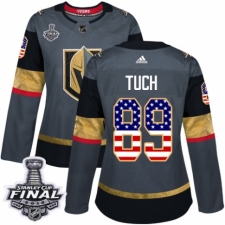 Women's Adidas Vegas Golden Knights #89 Alex Tuch Authentic Gray USA Flag Fashion 2018 Stanley Cup Final NHL Jersey