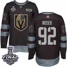 Men's Adidas Vegas Golden Knights #92 Tomas Nosek Authentic Black 1917-2017 100th Anniversary 2018 Stanley Cup Final NHL Jersey