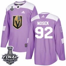 Men's Adidas Vegas Golden Knights #92 Tomas Nosek Authentic Purple Fights Cancer Practice 2018 Stanley Cup Final NHL Jersey
