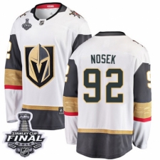 Men's Vegas Golden Knights #92 Tomas Nosek Authentic White Away Fanatics Branded Breakaway 2018 Stanley Cup Final NHL Jersey
