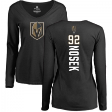 NHL Women's Adidas Vegas Golden Knights #92 Tomas Nosek Black Backer Slim Fit Long Sleeve T-Shirt