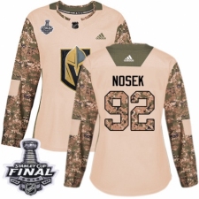 Women's Adidas Vegas Golden Knights #92 Tomas Nosek Authentic Camo Veterans Day Practice 2018 Stanley Cup Final NHL Jersey