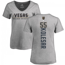 NHL Women's Adidas Vegas Golden Knights #55 Keegan Kolesar Gray Backer Slim Fit V-Neck T-Shirt