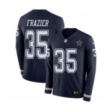 Men's Nike Dallas Cowboys #35 Kavon Frazier Limited Navy Blue Therma Long Sleeve NFL Jersey