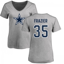 NFL Women's Nike Dallas Cowboys #35 Kavon Frazier Ash Name & Number Logo Slim Fit T-Shirt