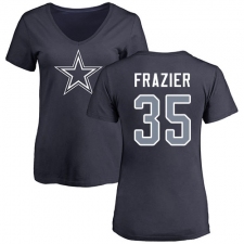 NFL Women's Nike Dallas Cowboys #35 Kavon Frazier Navy Blue Name & Number Logo Slim Fit T-Shirt