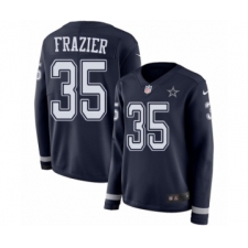 Women's Nike Dallas Cowboys #35 Kavon Frazier Limited Navy Blue Therma Long Sleeve NFL Jersey