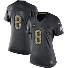 Women's Nike Green Bay Packers #8 Justin Vogel Limited Black 2016 Salute to Service NFL Jersey