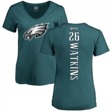Women's Nike Philadelphia Eagles #26 Jaylen Watkins Green Backer Slim Fit T-Shirt
