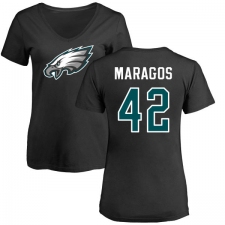 Women's Nike Philadelphia Eagles #42 Chris Maragos Black Name & Number Logo Slim Fit T-Shirt