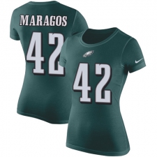 Women's Nike Philadelphia Eagles #42 Chris Maragos Green Rush Pride Name & Number T-Shirt