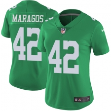 Women's Nike Philadelphia Eagles #42 Chris Maragos Limited Green Rush Vapor Untouchable NFL Jersey