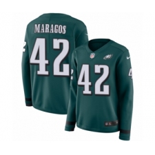Women's Nike Philadelphia Eagles #42 Chris Maragos Limited Green Therma Long Sleeve NFL Jersey