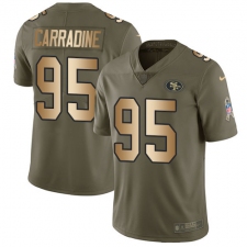 Men's Nike San Francisco 49ers #95 Tank Carradine Limited Olive/Gold 2017 Salute to Service NFL Jersey