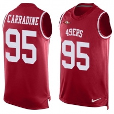 Men's Nike San Francisco 49ers #95 Tank Carradine Limited Red Player Name & Number Tank Top NFL Jersey