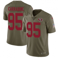 Youth Nike San Francisco 49ers #95 Tank Carradine Limited Olive 2017 Salute to Service NFL Jersey