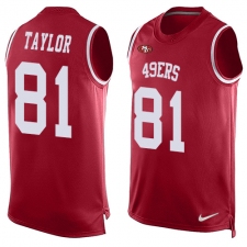 Men's Nike San Francisco 49ers #81 Trent Taylor Limited Red Player Name & Number Tank Top NFL Jersey