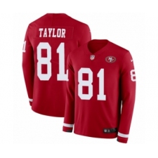 Youth Nike San Francisco 49ers #81 Trent Taylor Limited Red Therma Long Sleeve NFL Jersey