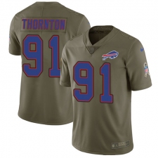 Youth Nike Buffalo Bills #91 Cedric Thornton Limited Olive 2017 Salute to Service NFL Jersey