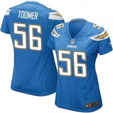 Women's Nike Los Angeles Chargers #56 Korey Toomer Game Electric Blue Alternate NFL Jersey