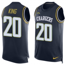 Men's Nike Los Angeles Chargers #20 Desmond King Limited Navy Blue Player Name & Number Tank Top NFL Jersey