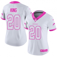 Women's Nike Los Angeles Chargers #20 Desmond King Limited White/Pink Rush Fashion NFL Jersey