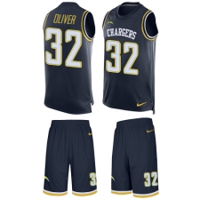 Men's Nike Los Angeles Chargers #32 Branden Oliver Limited Navy Blue Tank Top Suit NFL Jersey