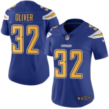 Women's Nike Los Angeles Chargers #32 Branden Oliver Limited Electric Blue Rush Vapor Untouchable NFL Jersey