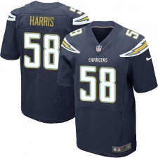 Men's Nike Los Angeles Chargers #58 Nigel Harris Elite Navy Blue Team Color NFL Jersey