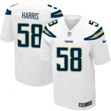 Men's Nike Los Angeles Chargers #58 Nigel Harris Elite White NFL Jersey