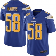 Men's Nike Los Angeles Chargers #58 Nigel Harris Limited Electric Blue Rush Vapor Untouchable NFL Jersey