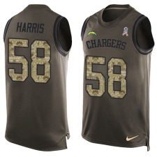 Men's Nike Los Angeles Chargers #58 Nigel Harris Limited Green Salute to Service Tank Top NFL Jersey