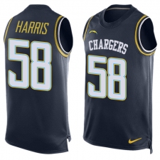 Men's Nike Los Angeles Chargers #58 Nigel Harris Limited Navy Blue Player Name & Number Tank Top NFL Jersey