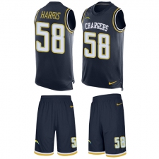 Men's Nike Los Angeles Chargers #58 Nigel Harris Limited Navy Blue Tank Top Suit NFL Jersey
