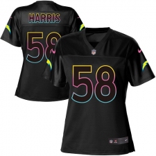 Women's Nike Los Angeles Chargers #58 Nigel Harris Game Black Fashion NFL Jersey