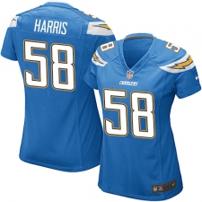 Women's Nike Los Angeles Chargers #58 Nigel Harris Game Electric Blue Alternate NFL Jersey