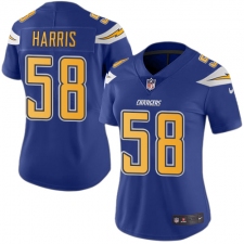 Women's Nike Los Angeles Chargers #58 Nigel Harris Limited Electric Blue Rush Vapor Untouchable NFL Jersey