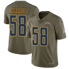 Youth Nike Los Angeles Chargers #58 Nigel Harris Limited Olive 2017 Salute to Service NFL Jersey