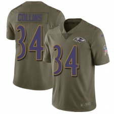 Men's Nike Baltimore Ravens #34 Alex Collins Limited Olive 2017 Salute to Service NFL Jersey