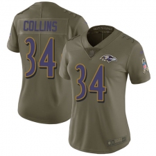 Women's Nike Baltimore Ravens #34 Alex Collins Limited Olive 2017 Salute to Service NFL Jersey