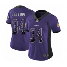 Women's Nike Baltimore Ravens #34 Alex Collins Limited Purple Rush Drift Fashion NFL Jersey