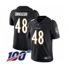 Men's Baltimore Ravens #48 Patrick Onwuasor Black Alternate Vapor Untouchable Limited Player 100th Season Football Jersey
