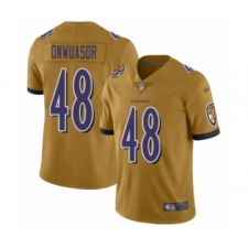 Men's Baltimore Ravens #48 Patrick Onwuasor Limited Gold Inverted Legend Football Jersey