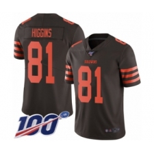Men's Cleveland Browns #81 Rashard Higgins Limited Brown Rush Vapor Untouchable 100th Season Football Jersey