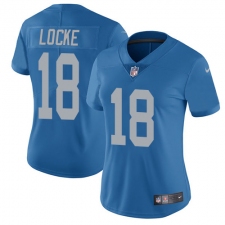 Women's Nike Detroit Lions #18 Jeff Locke Blue Alternate Vapor Untouchable Limited Player NFL Jersey