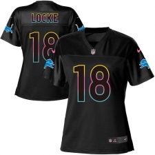 Women's Nike Detroit Lions #18 Jeff Locke Game Black Fashion NFL Jersey