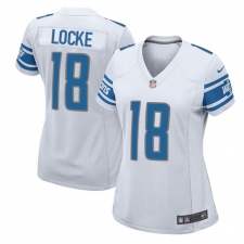 Women's Nike Detroit Lions #18 Jeff Locke Game White NFL Jersey