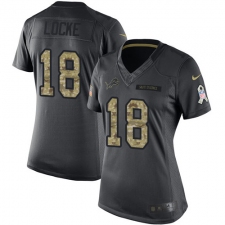 Women's Nike Detroit Lions #18 Jeff Locke Limited Black 2016 Salute to Service NFL Jersey
